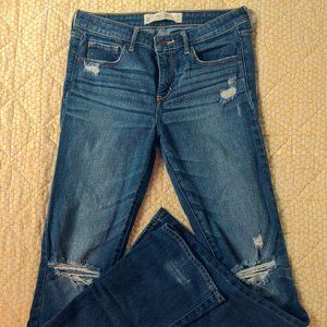 A&F Distressed Dark Wash Flare Jeans